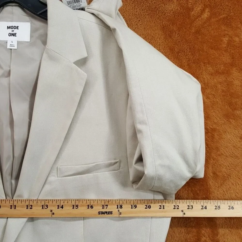 MODE OF ONE Sport Coat Mens Large Tan Two Button Linen Blend Blazer Jacket